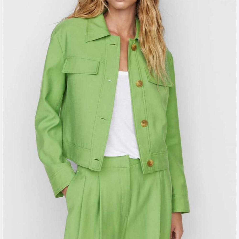 Mango Flap Pocket Jacket Green XL